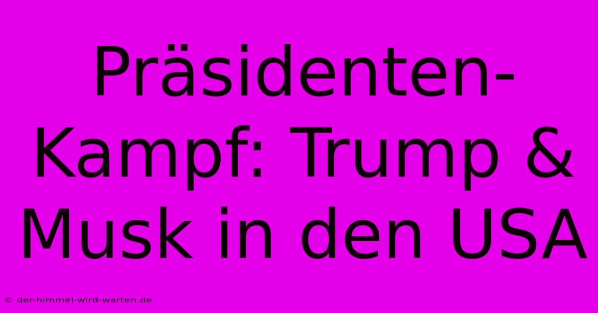 Präsidenten-Kampf: Trump & Musk In Den USA