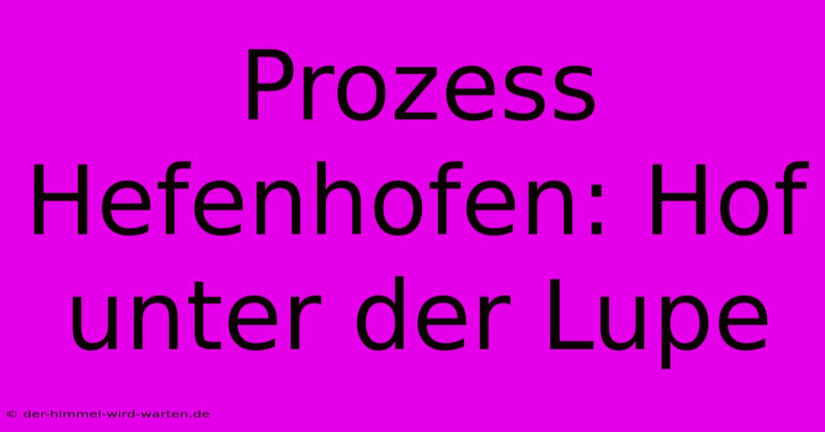 Prozess Hefenhofen: Hof Unter Der Lupe