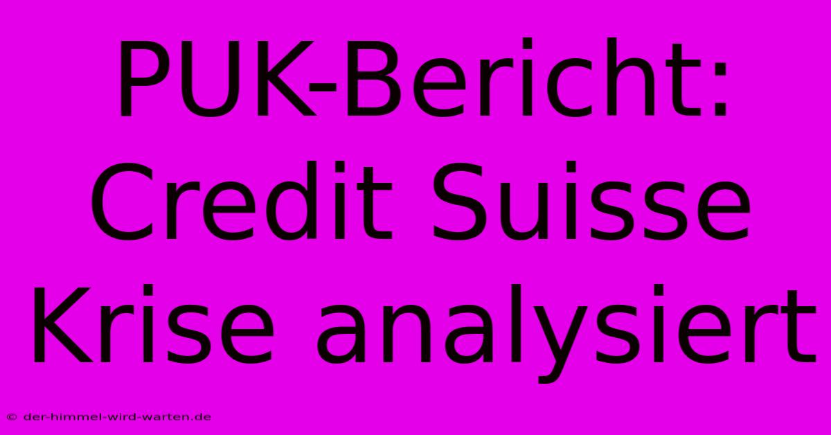 PUK-Bericht: Credit Suisse Krise Analysiert