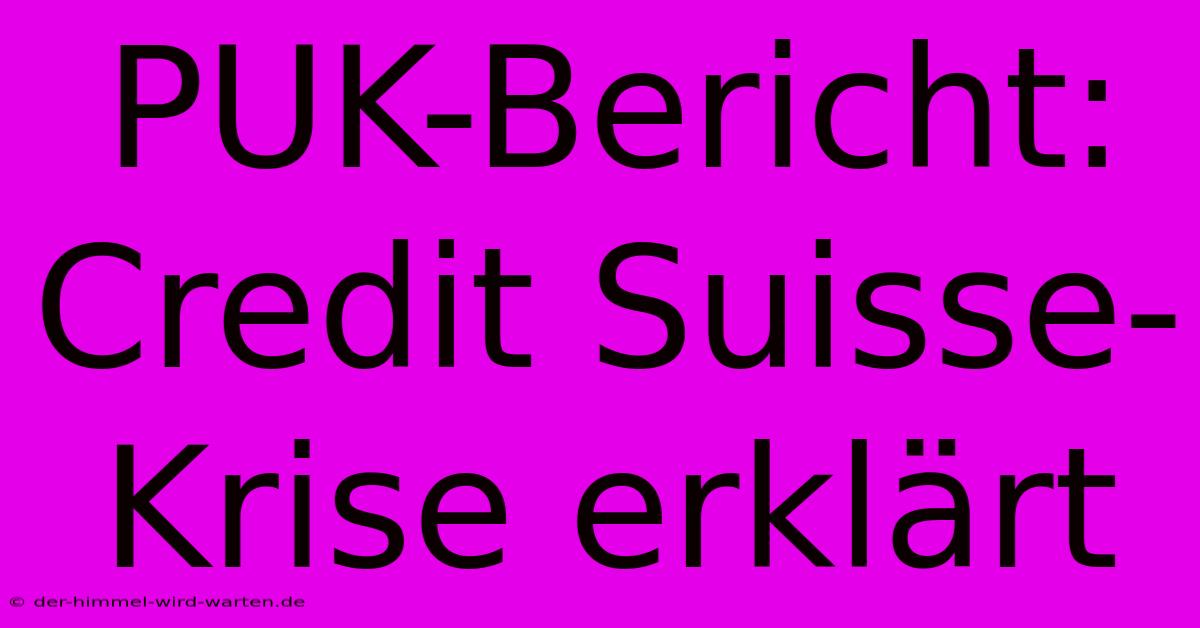 PUK-Bericht: Credit Suisse-Krise Erklärt