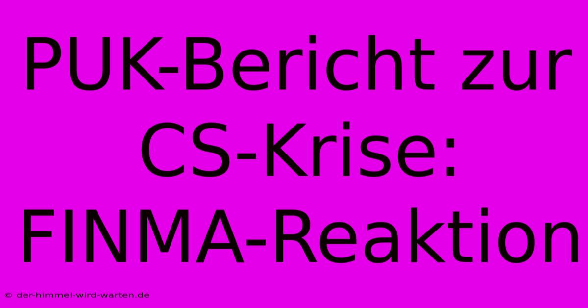 PUK-Bericht Zur CS-Krise: FINMA-Reaktion