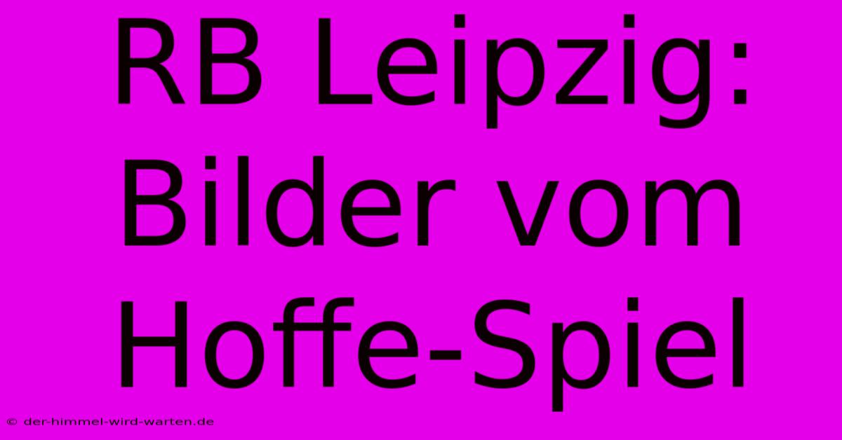 RB Leipzig: Bilder Vom Hoffe-Spiel