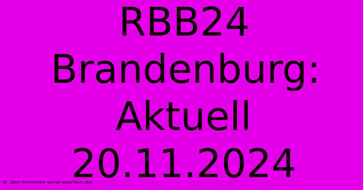 RBB24 Brandenburg: Aktuell 20.11.2024