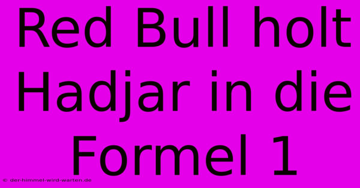 Red Bull Holt Hadjar In Die Formel 1