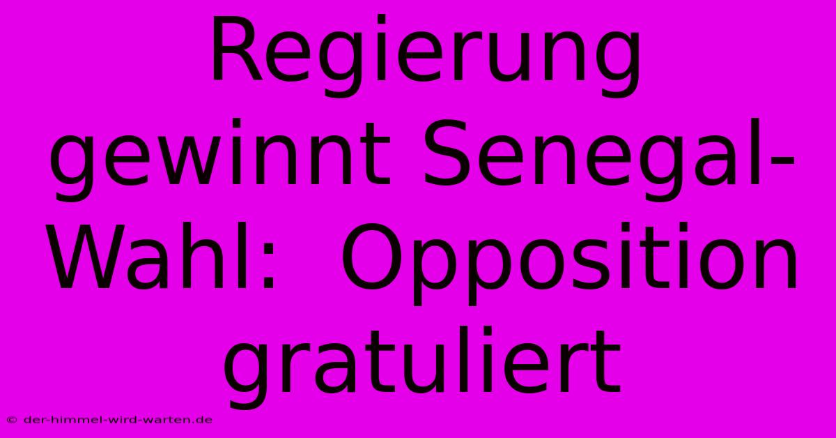 Regierung Gewinnt Senegal-Wahl:  Opposition Gratuliert