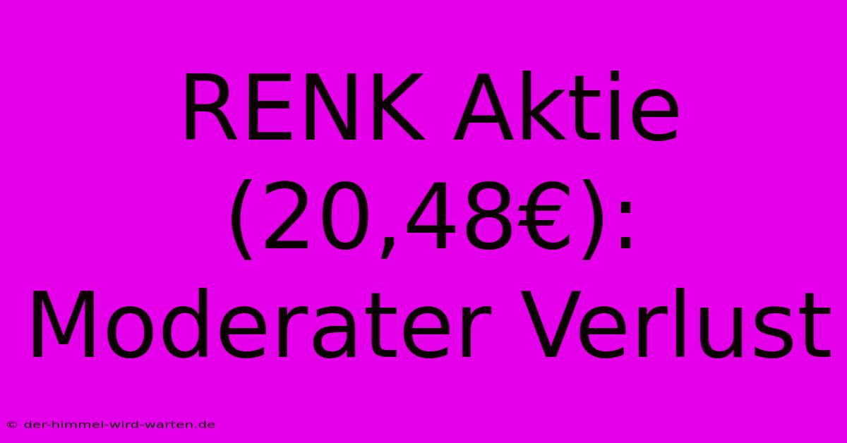 RENK Aktie (20,48€): Moderater Verlust