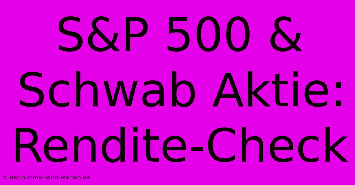 S&P 500 & Schwab Aktie: Rendite-Check