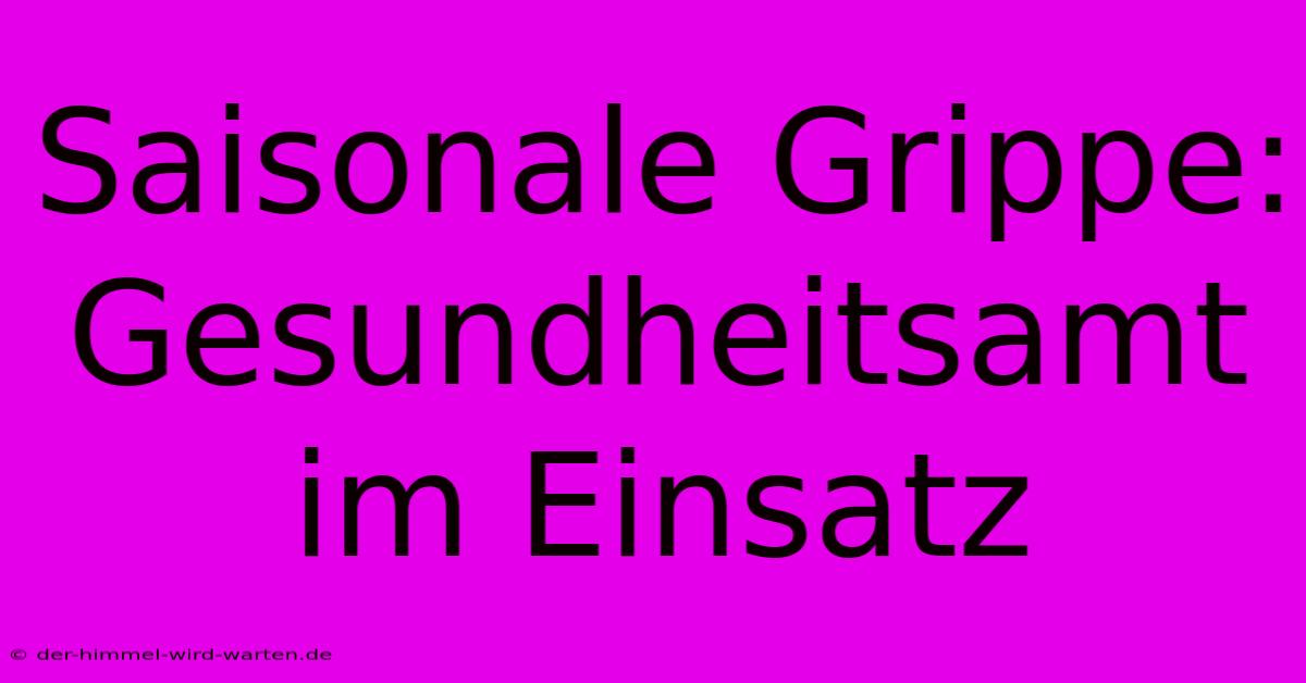 Saisonale Grippe: Gesundheitsamt Im Einsatz