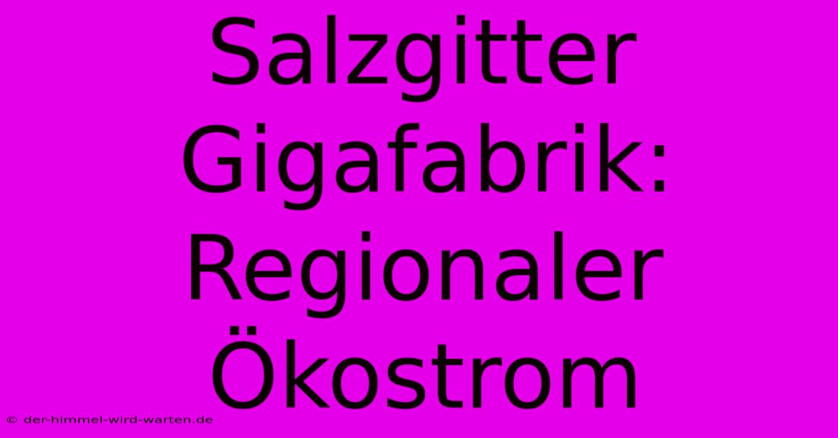 Salzgitter Gigafabrik: Regionaler Ökostrom