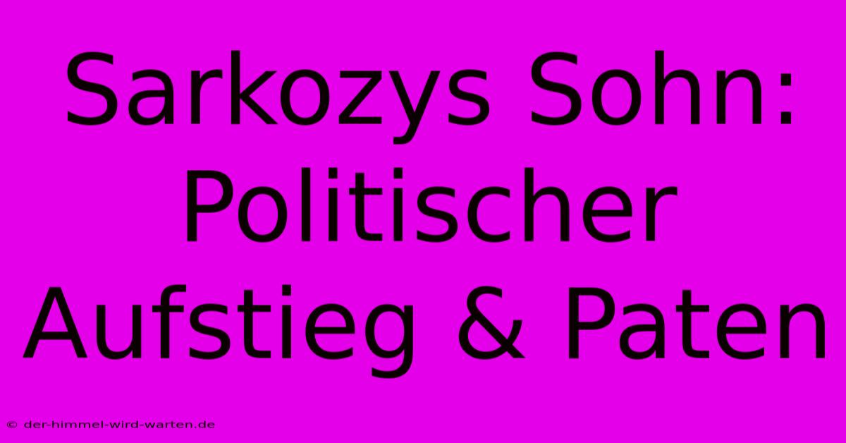 Sarkozys Sohn:  Politischer Aufstieg & Paten