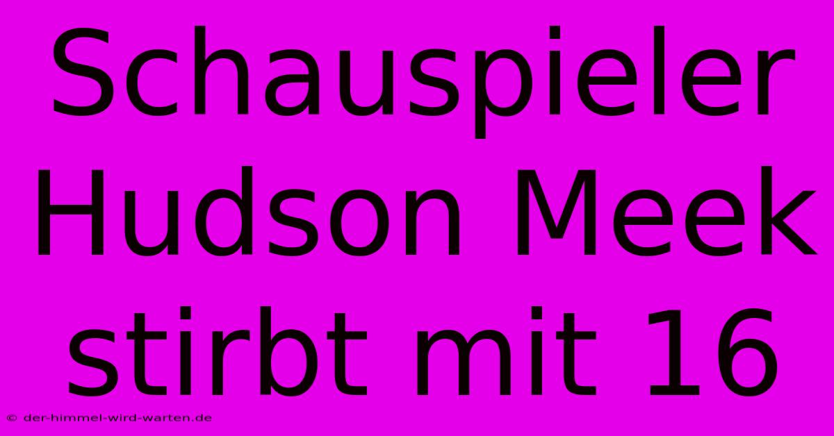 Schauspieler Hudson Meek Stirbt Mit 16