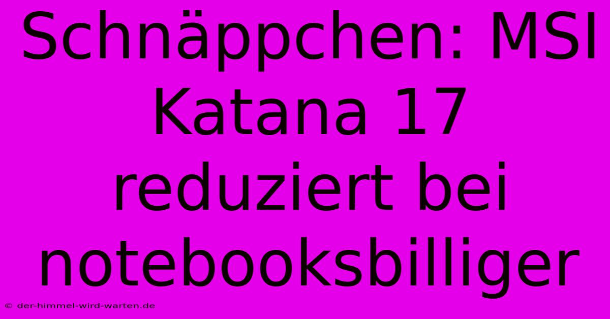 Schnäppchen: MSI Katana 17 Reduziert Bei Notebooksbilliger