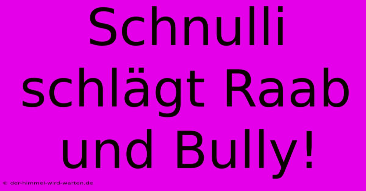 Schnulli Schlägt Raab Und Bully!