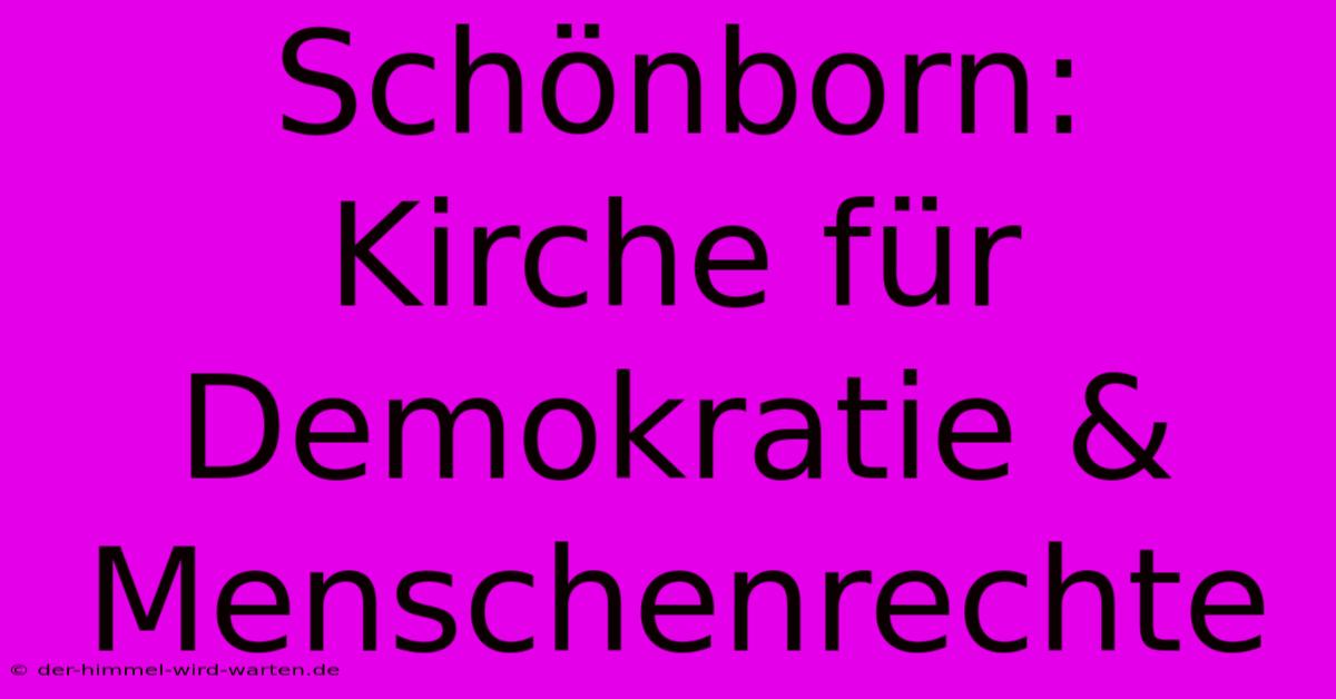 Schönborn: Kirche Für Demokratie & Menschenrechte