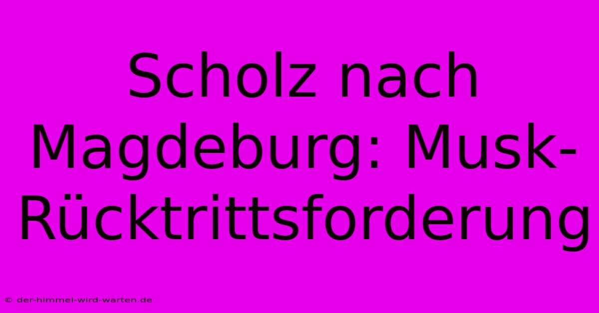 Scholz Nach Magdeburg: Musk-Rücktrittsforderung