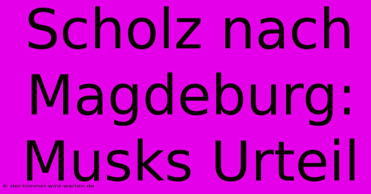 Scholz Nach Magdeburg: Musks Urteil