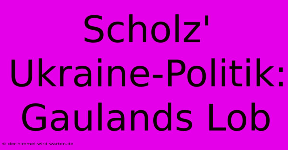 Scholz' Ukraine-Politik: Gaulands Lob