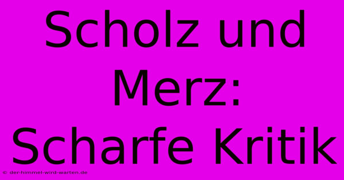 Scholz Und Merz: Scharfe Kritik