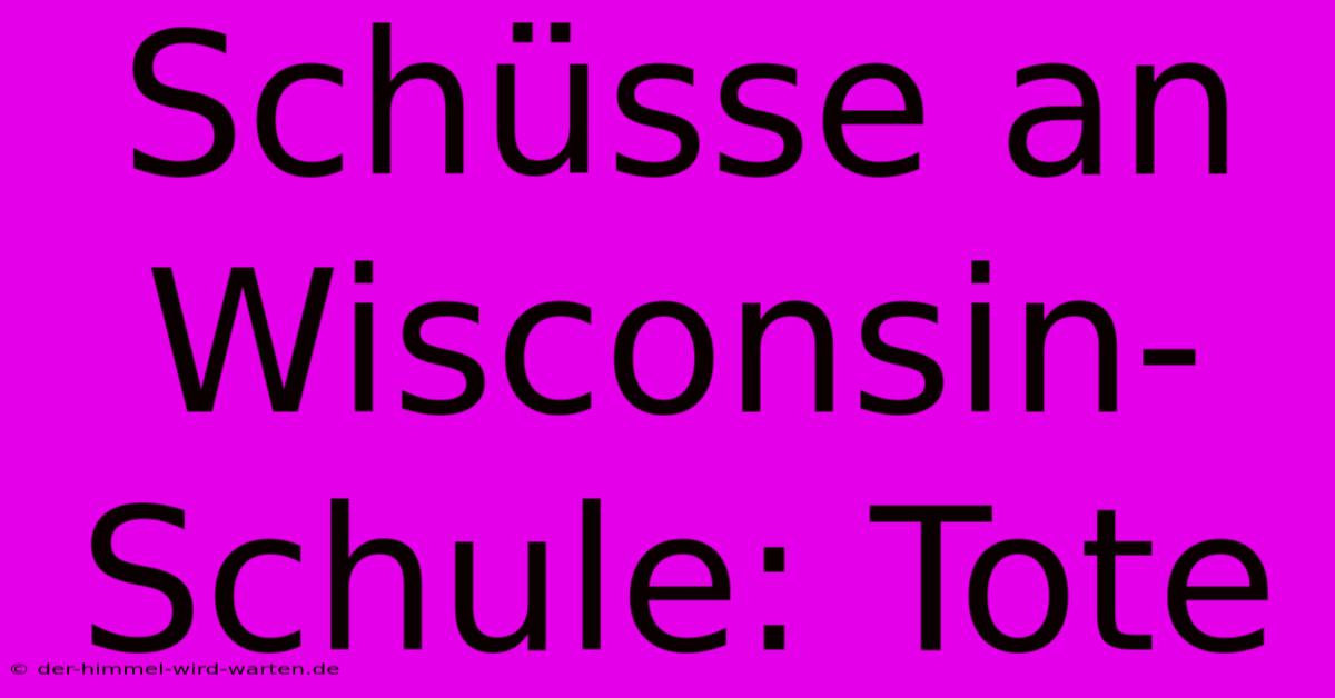 Schüsse An Wisconsin-Schule: Tote