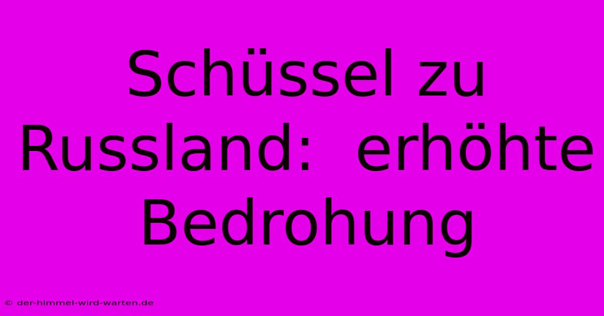 Schüssel Zu Russland:  Erhöhte Bedrohung
