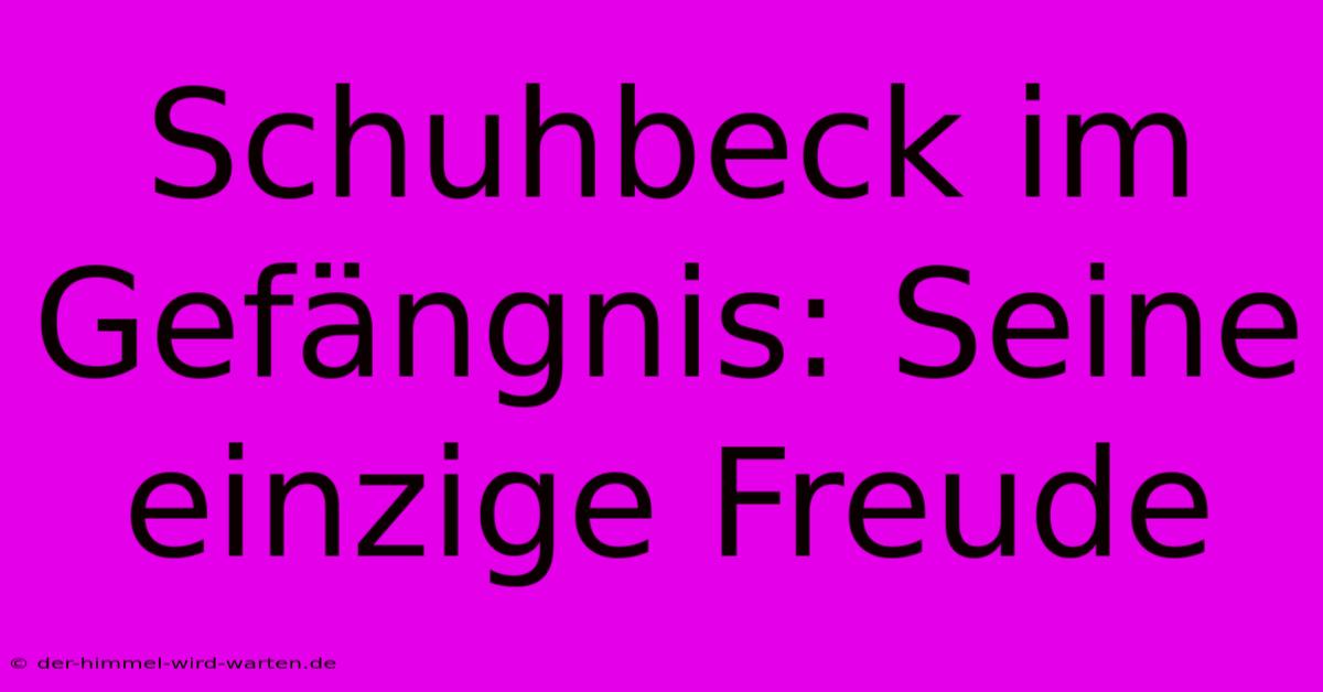 Schuhbeck Im Gefängnis: Seine Einzige Freude