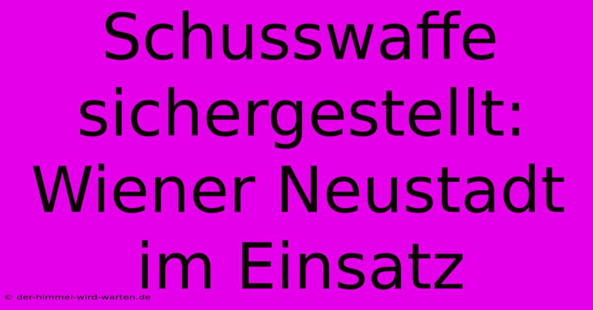 Schusswaffe Sichergestellt: Wiener Neustadt Im Einsatz