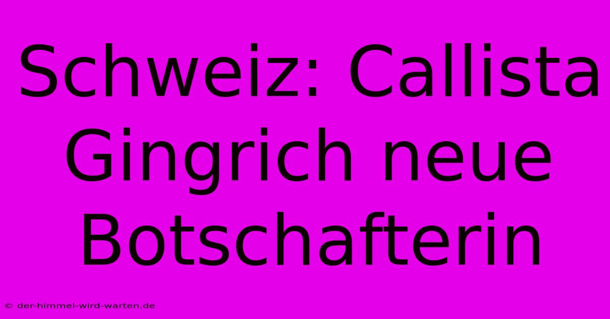 Schweiz: Callista Gingrich Neue Botschafterin