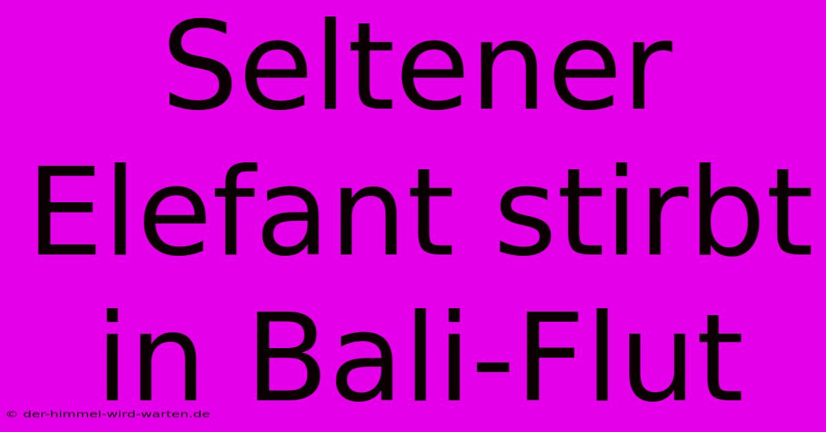 Seltener Elefant Stirbt In Bali-Flut