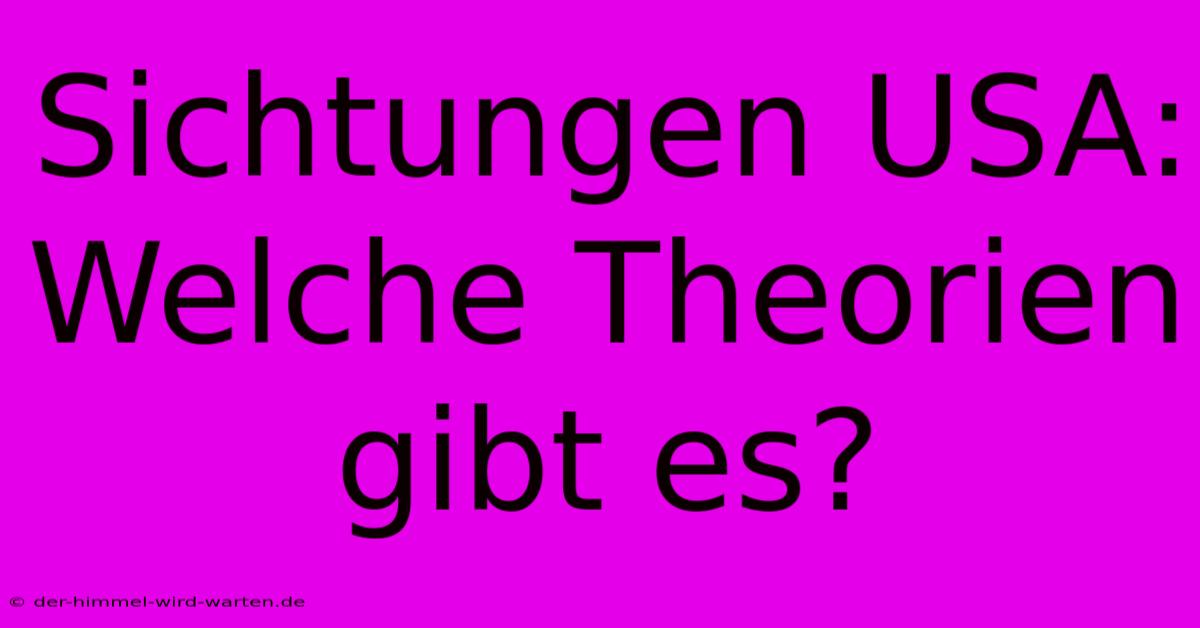 Sichtungen USA:  Welche Theorien Gibt Es?