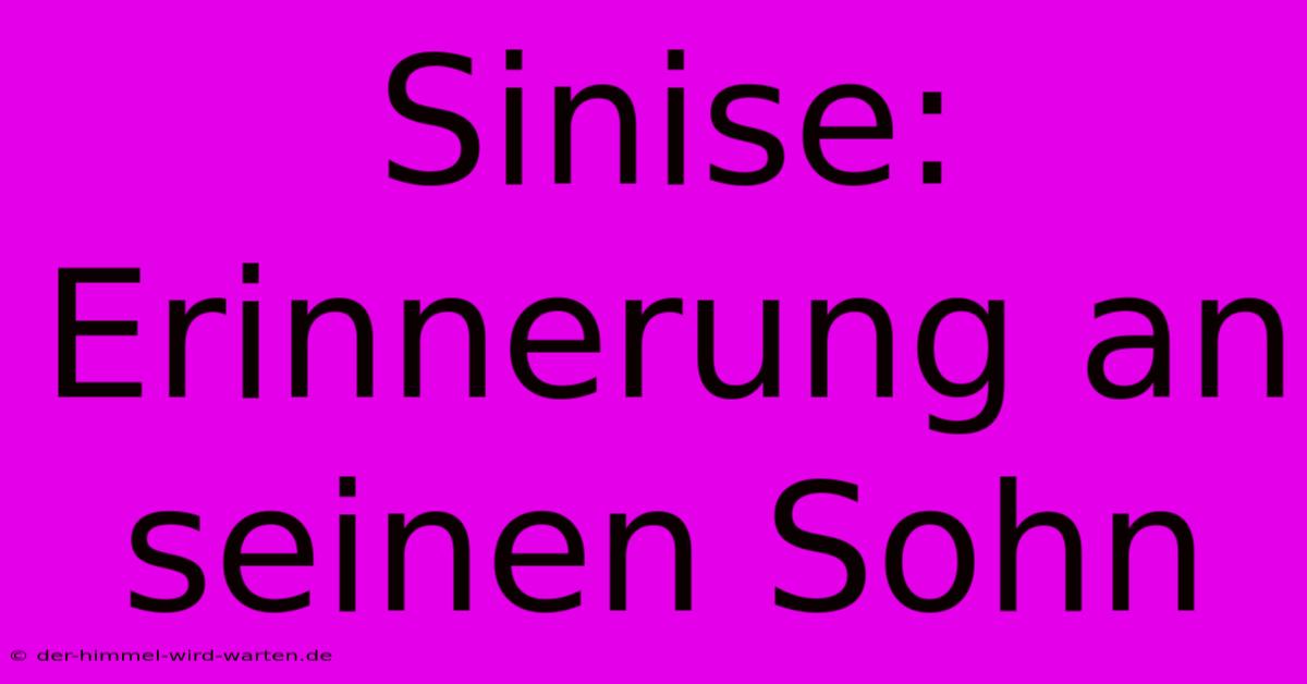 Sinise: Erinnerung An Seinen Sohn