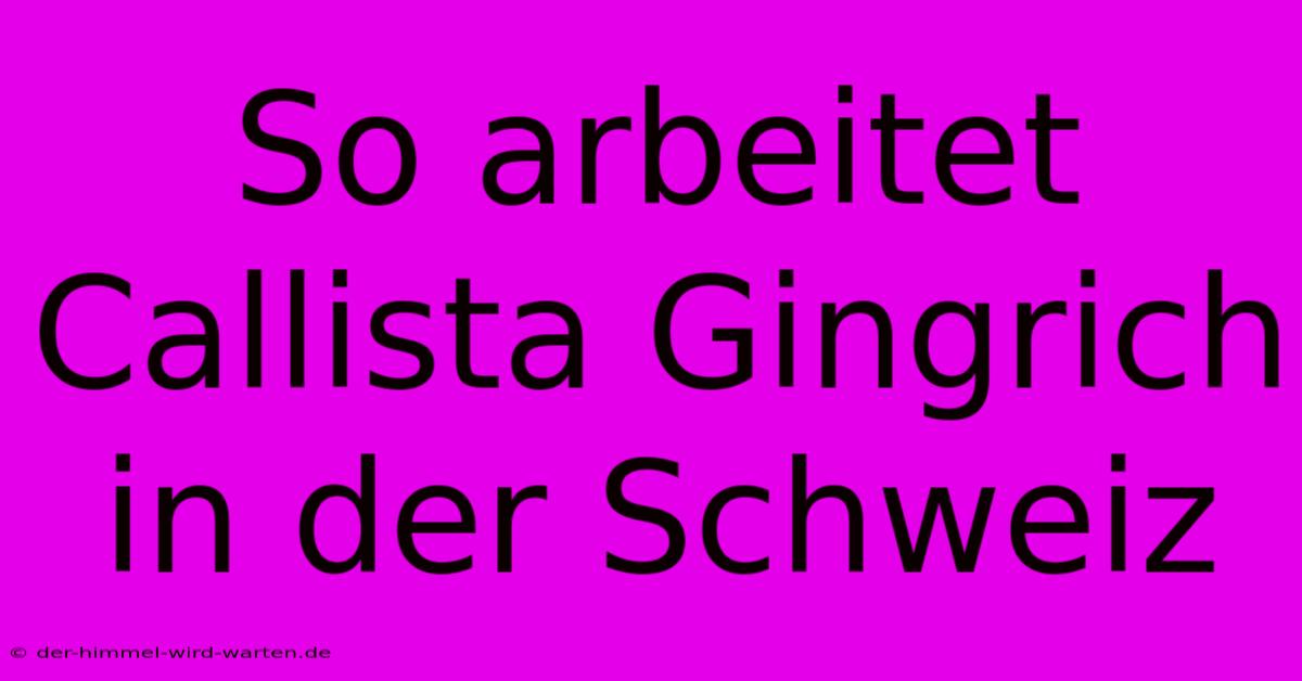 So Arbeitet Callista Gingrich In Der Schweiz