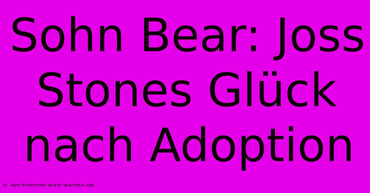 Sohn Bear: Joss Stones Glück Nach Adoption