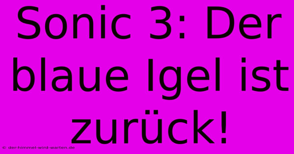 Sonic 3: Der Blaue Igel Ist Zurück!