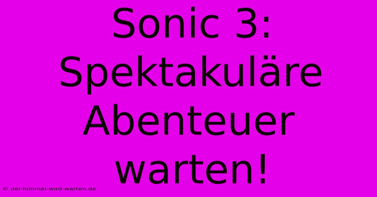 Sonic 3:  Spektakuläre Abenteuer Warten!