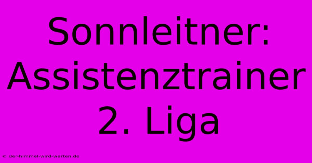 Sonnleitner:  Assistenztrainer 2. Liga