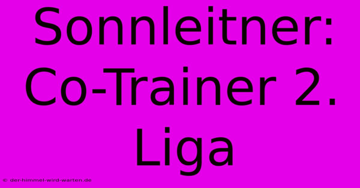 Sonnleitner: Co-Trainer 2. Liga