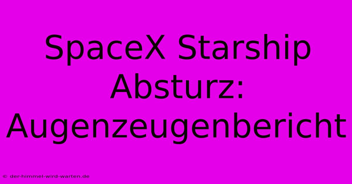 SpaceX Starship Absturz: Augenzeugenbericht