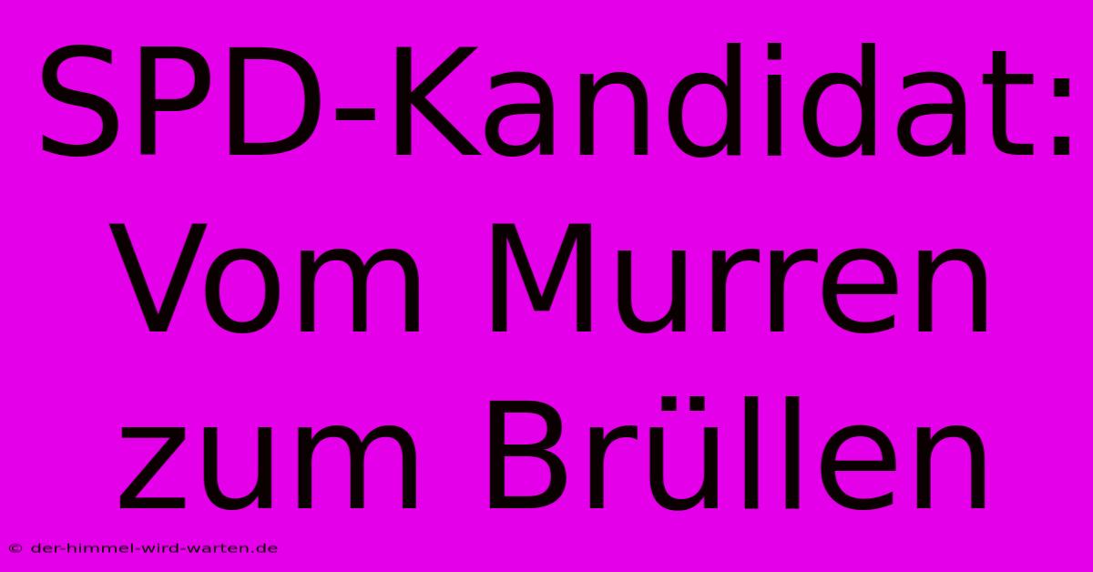 SPD-Kandidat: Vom Murren Zum Brüllen