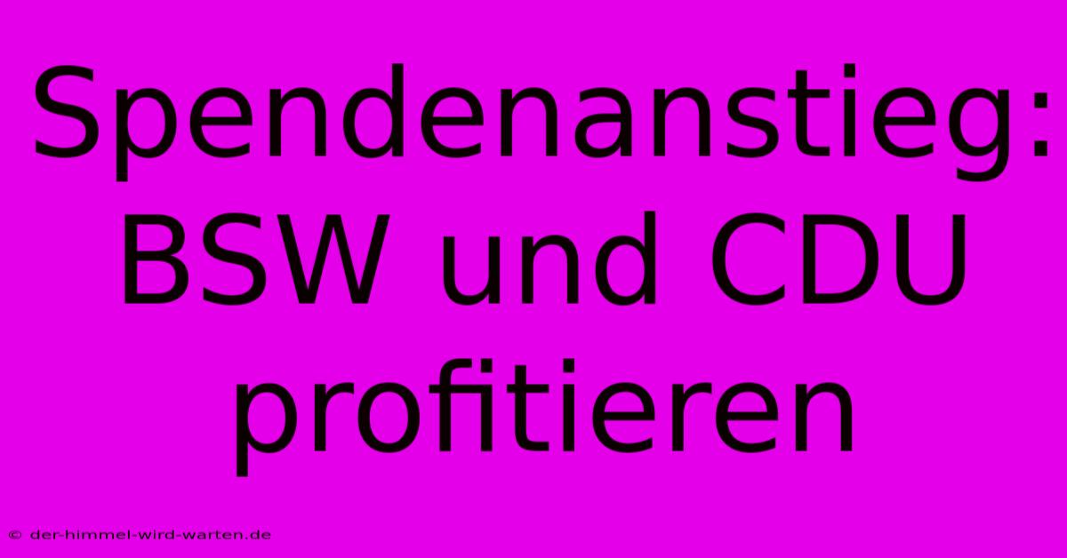 Spendenanstieg: BSW Und CDU Profitieren