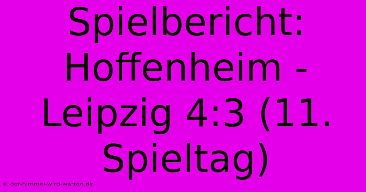 Spielbericht: Hoffenheim - Leipzig 4:3 (11. Spieltag)