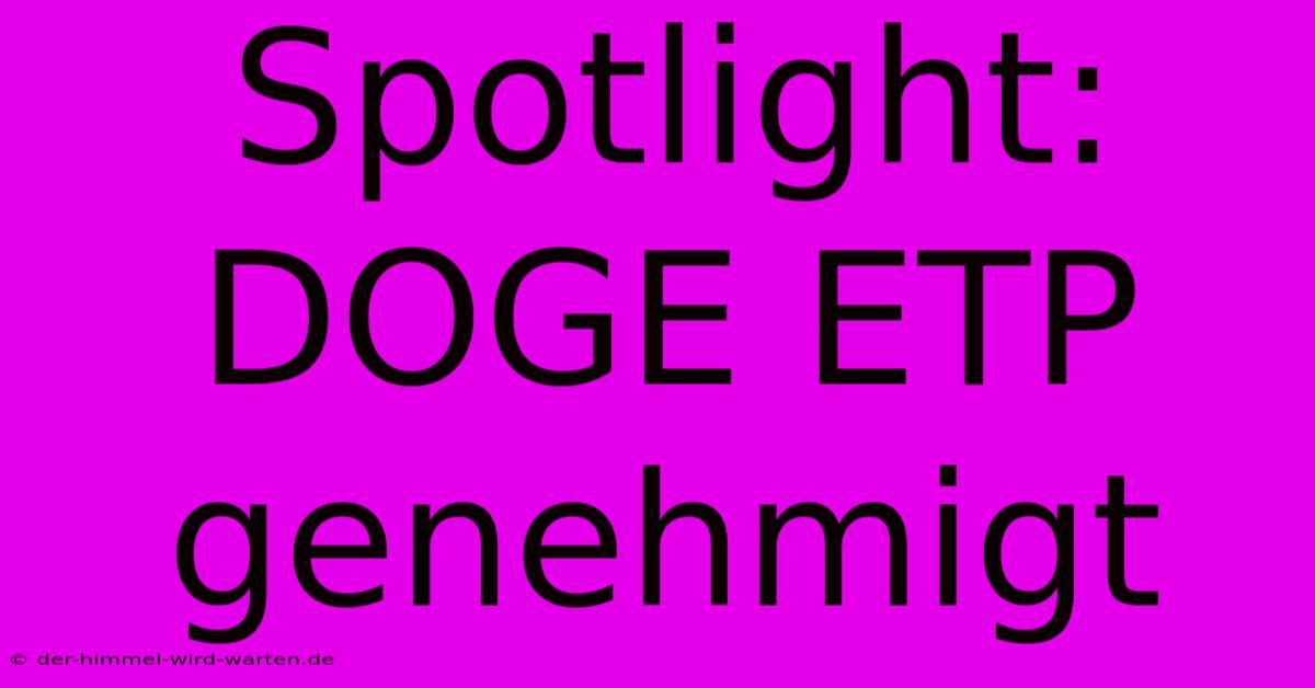 Spotlight: DOGE ETP Genehmigt