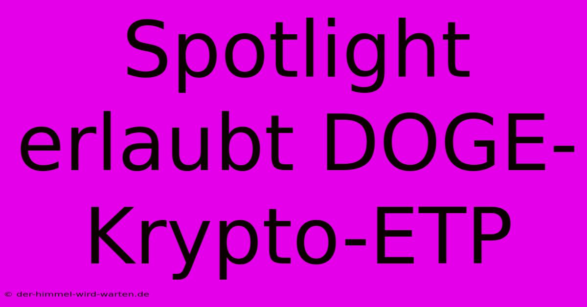 Spotlight Erlaubt DOGE-Krypto-ETP