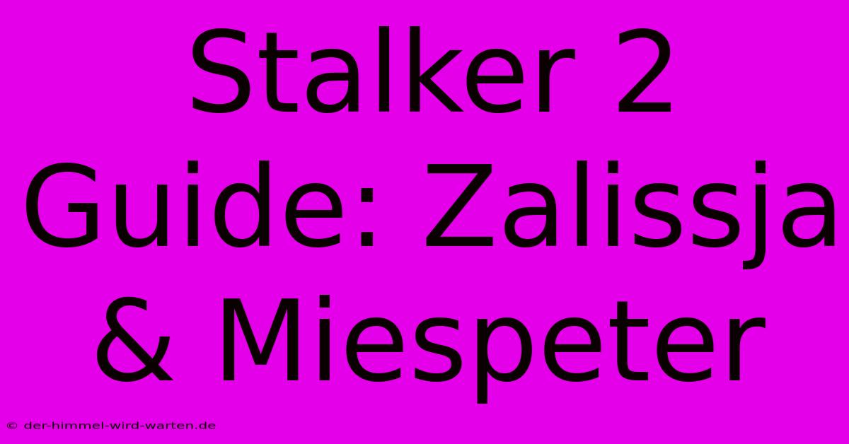 Stalker 2 Guide: Zalissja & Miespeter