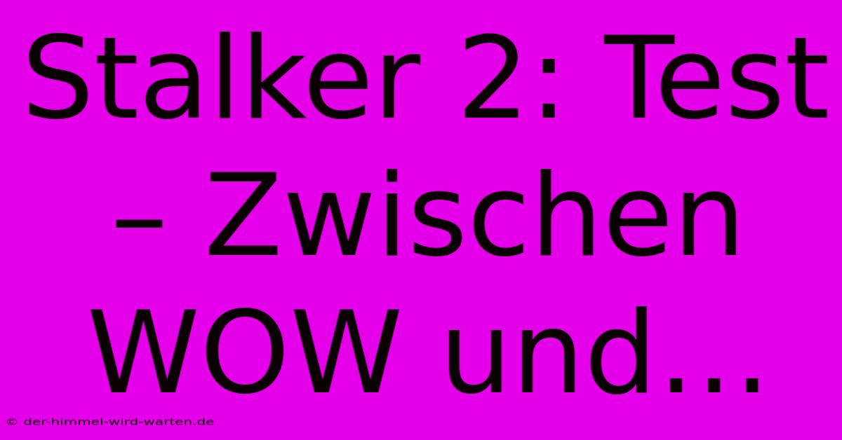 Stalker 2: Test – Zwischen WOW Und…