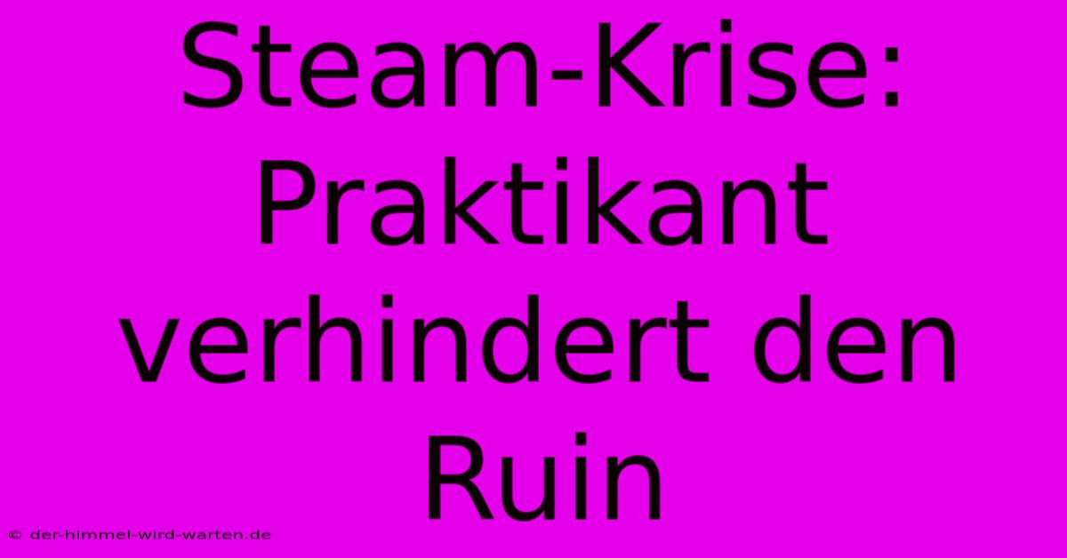 Steam-Krise: Praktikant Verhindert Den Ruin