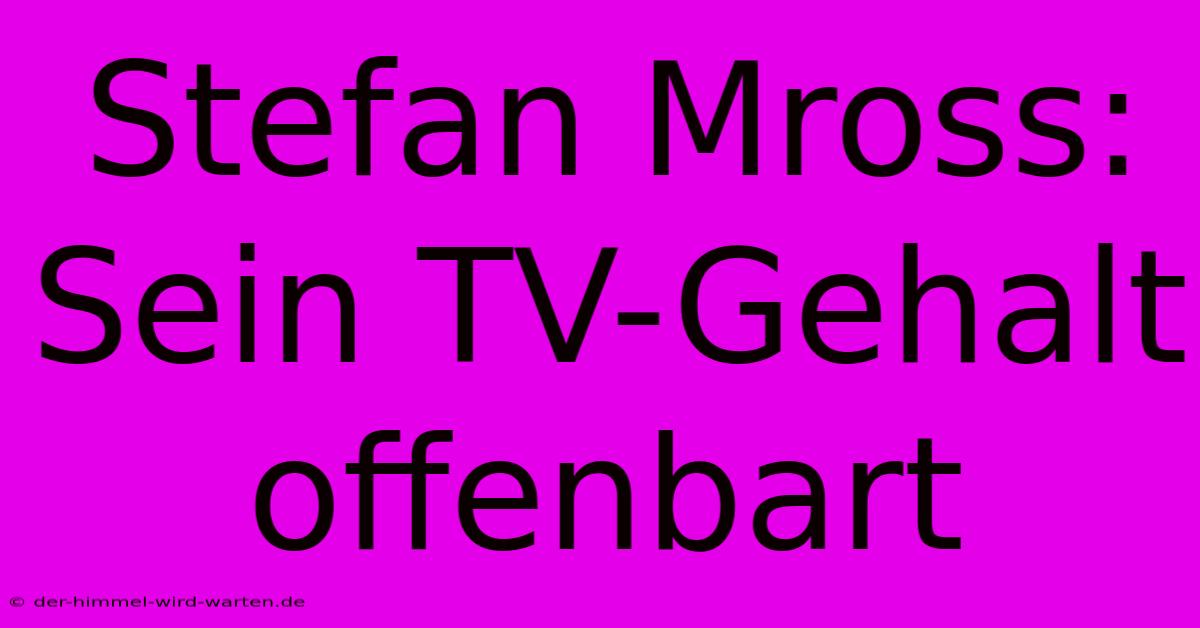 Stefan Mross: Sein TV-Gehalt Offenbart