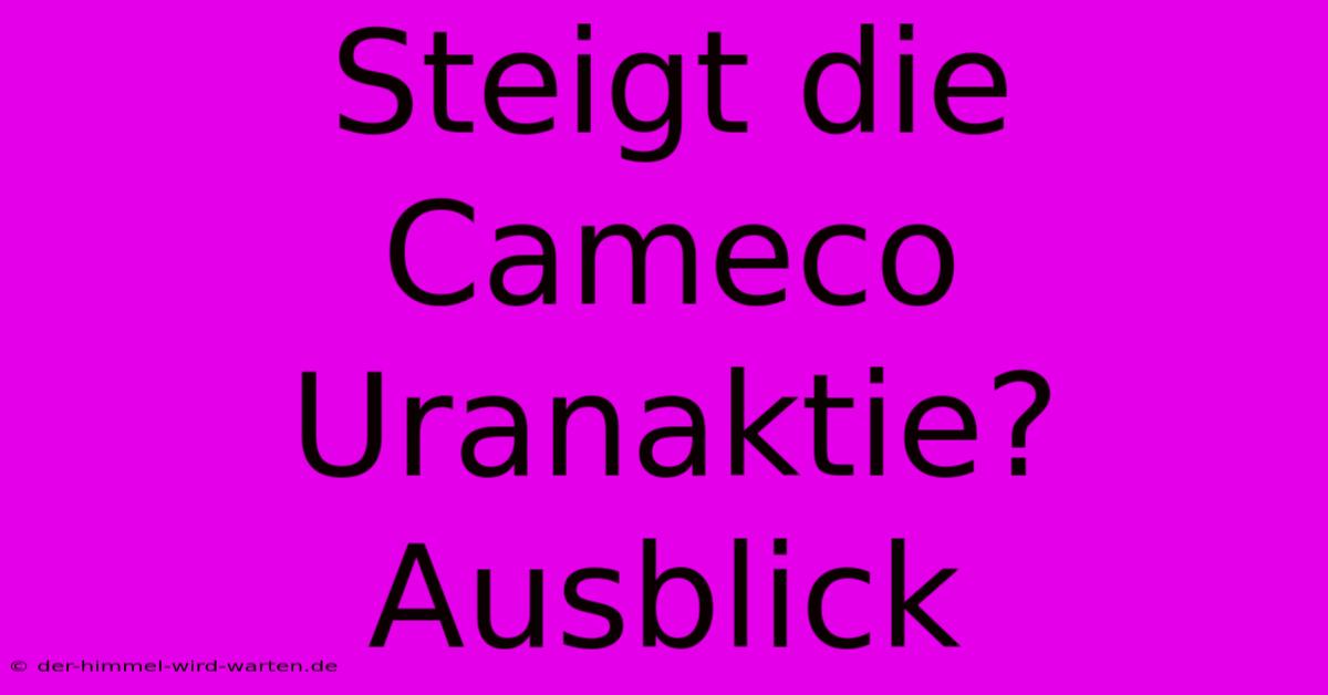 Steigt Die Cameco Uranaktie? Ausblick