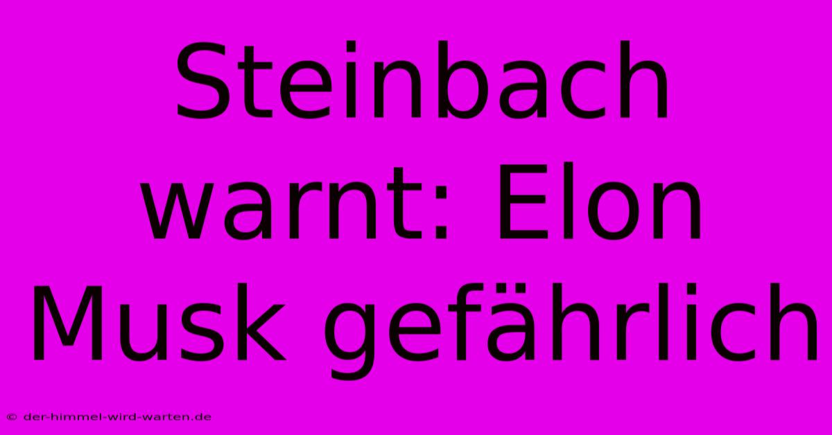 Steinbach Warnt: Elon Musk Gefährlich