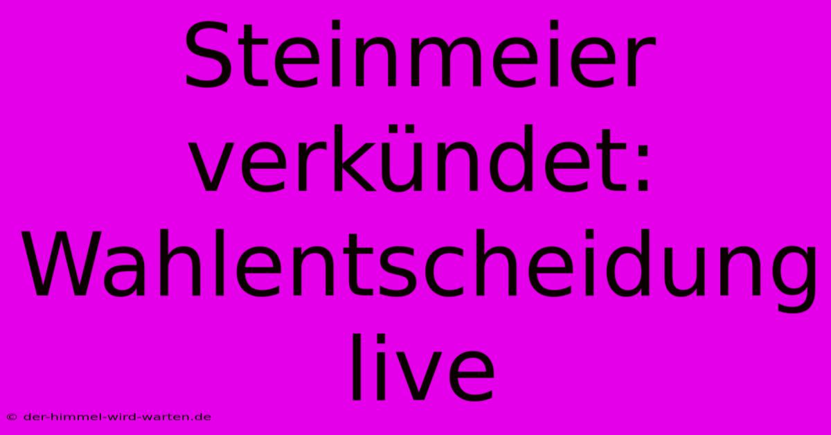 Steinmeier Verkündet: Wahlentscheidung Live