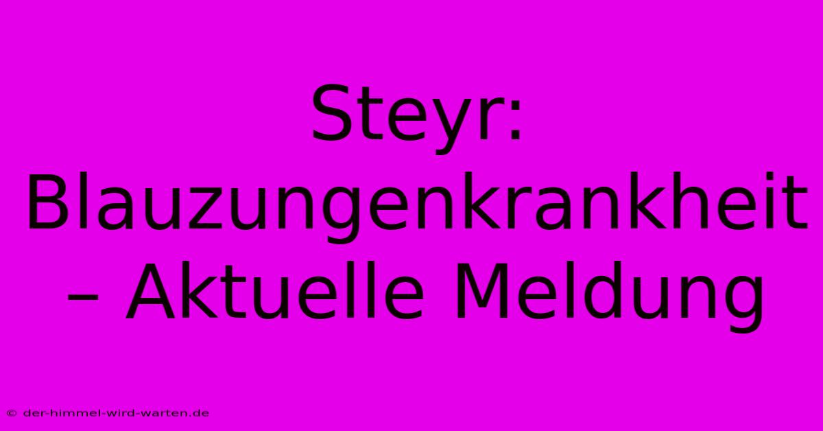 Steyr: Blauzungenkrankheit – Aktuelle Meldung